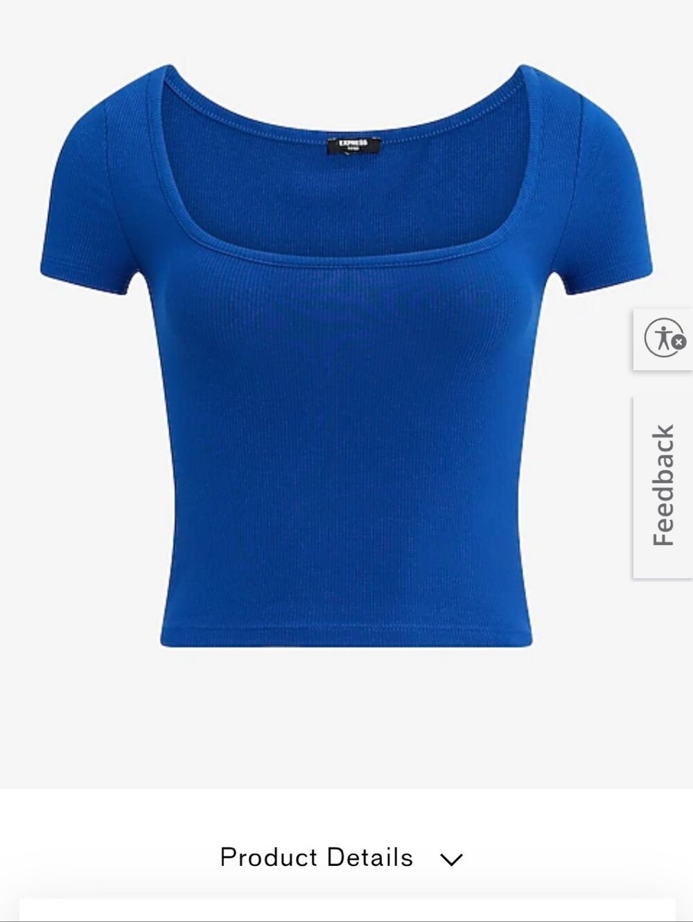 Express Fitted Ribbed Square Neck Crop Top Cobalt Blue XL NwT